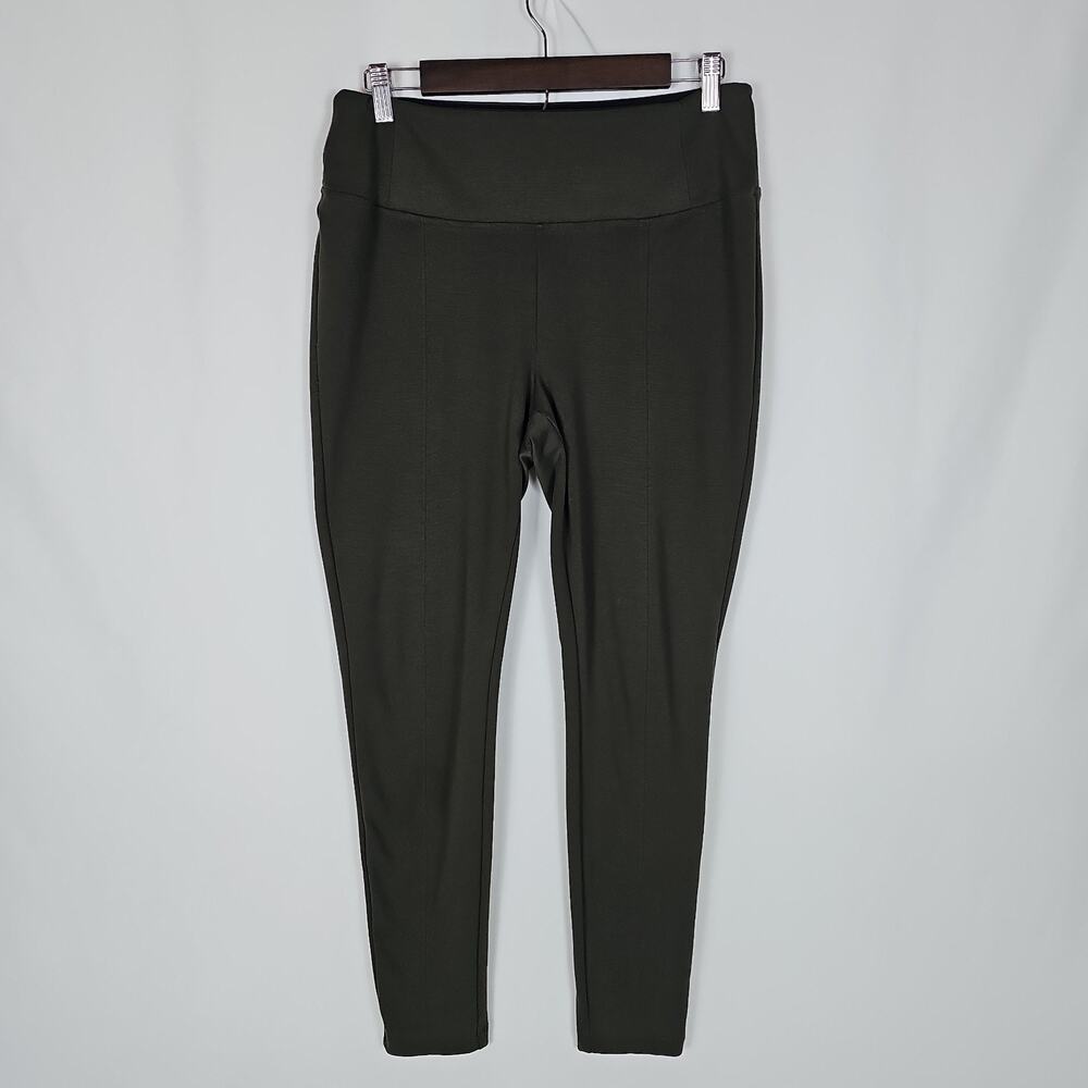 APT.9 Women's Flat Front Olive Green Dress Pants, Size: L